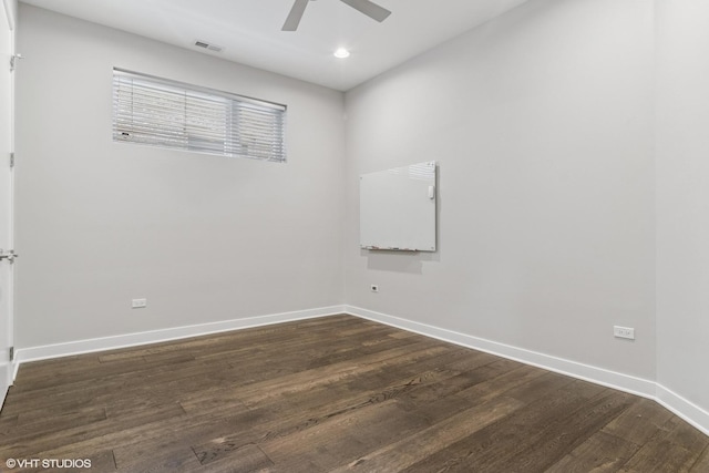 1718 W Le Moyne St Unit 1, Chicago, IL 60622 - spare room with ceiling fan, dark wood-type flooring, and recessed lighting