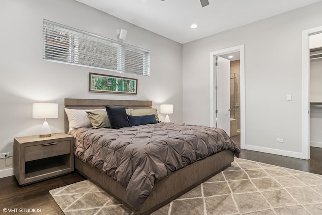 1718 W Le Moyne St Unit 1, Chicago, IL 60622 - bedroom featuring a spacious closet, wood finished floors, recessed lighting, connected bathroom, and a closet