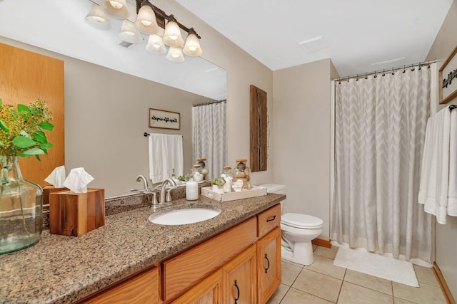 512 Creekside Cir, Minooka, IL 60447 - bathroom featuring vanity, tile patterned floors, and curtained shower
