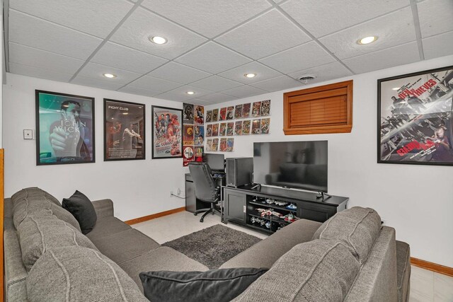 512 Creekside Cir, Minooka, IL 60447 - living area with a paneled ceiling, recessed lighting, and light tile patterned flooring