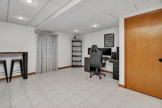 512 Creekside Cir, Minooka, IL 60447 - office with a drop ceiling, light floors, and recessed lighting