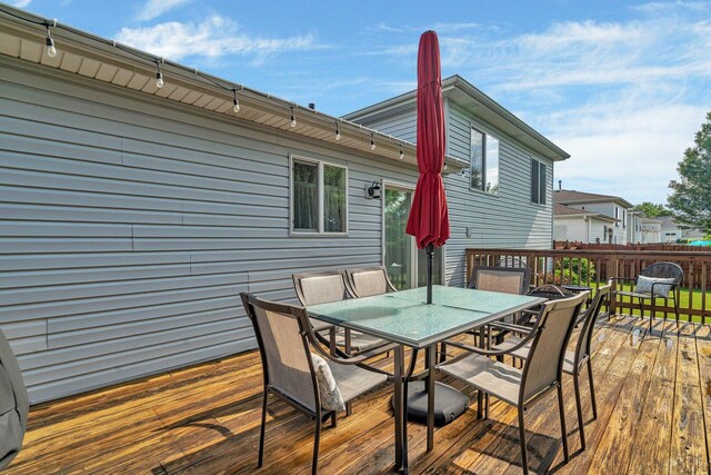 512 Creekside Cir, Minooka, IL 60447 - wooden deck featuring outdoor dining space