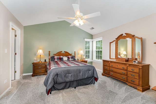 4115 Dalewood Dr, Plainfield, IL 60586 - carpeted bedroom featuring lofted ceiling and a ceiling fan