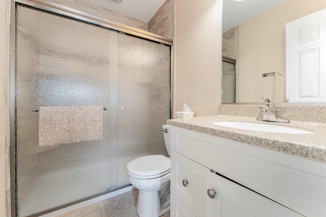 4115 Dalewood Dr, Plainfield, IL 60586 - bathroom with vanity, a stall shower, and tile patterned floors