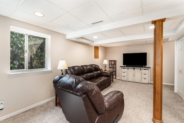 4115 Dalewood Dr, Plainfield, IL 60586 - carpeted living area featuring a drop ceiling and recessed lighting