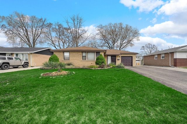 12801 W Playfield Dr, Crestwood, IL 60418 - single story home featuring an attached garage, asphalt driveway, brick siding, and a front lawn