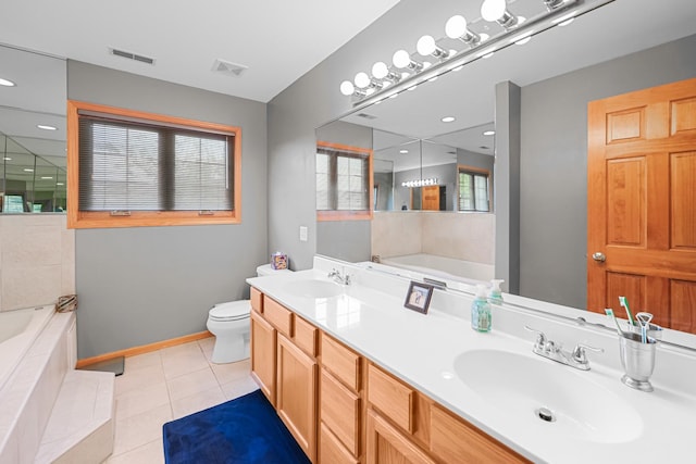 8033 Nielsen Dr, Tinley Park, IL 60477 - full bath with a garden tub, tile patterned floors, double vanity, and plenty of natural light
