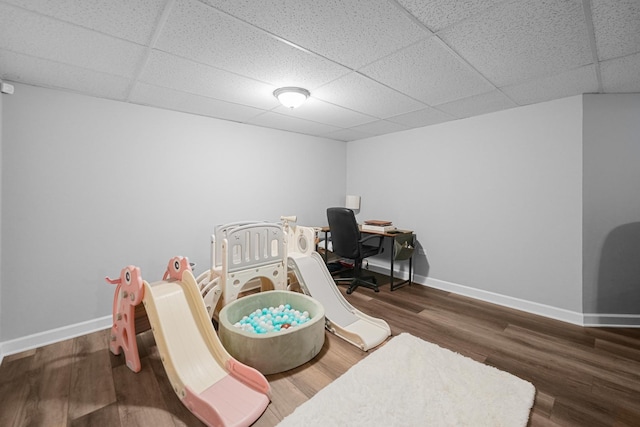 8033 Nielsen Dr, Tinley Park, IL 60477 - recreation room featuring a paneled ceiling and wood finished floors
