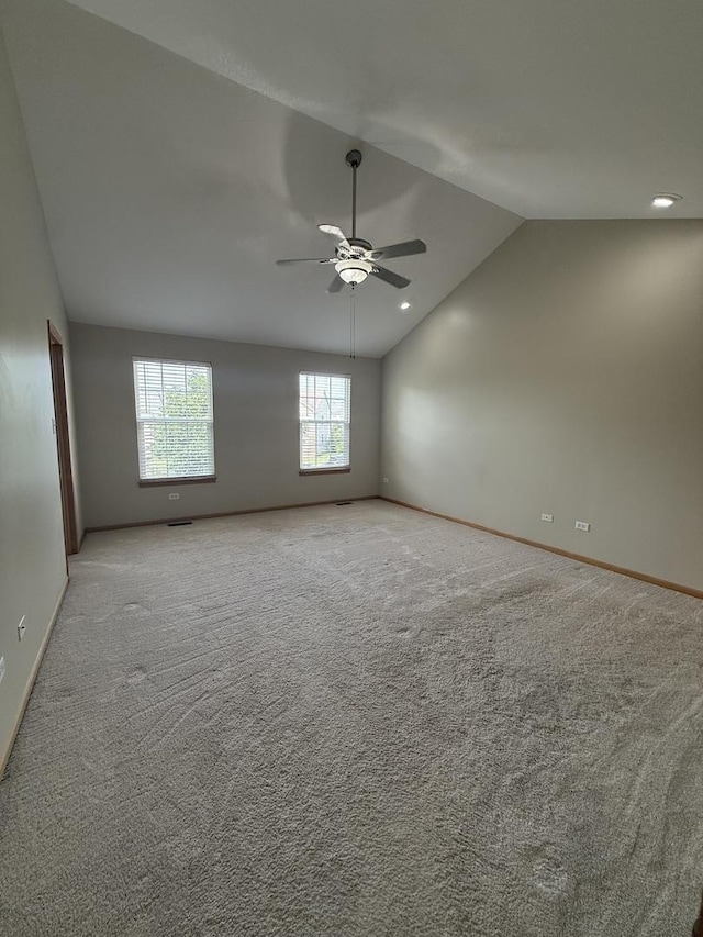 710 Silver Leaf Ct, Joliet, IL 60431 - unfurnished room featuring vaulted ceiling, a ceiling fan, and carpet floors