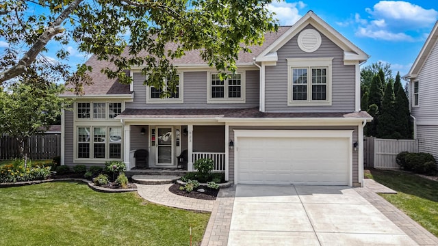 923 Christa Ct, Elk Grove Village, IL 60007 - traditional-style home with concrete driveway, an attached garage, a porch, and roof with shingles