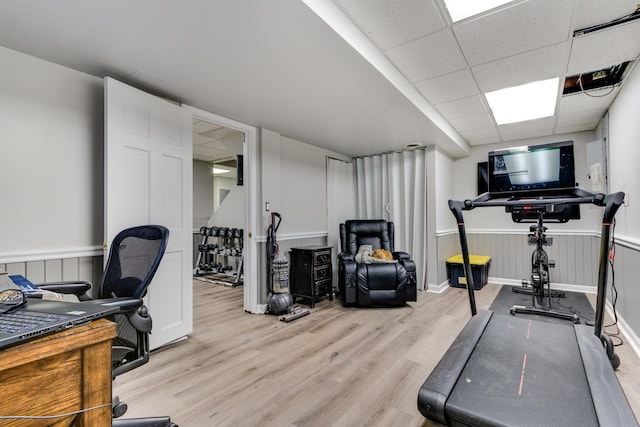 923 Christa Ct, Elk Grove Village, IL 60007 - exercise room featuring wood finished floors and wainscoting