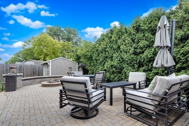 923 Christa Ct, Elk Grove Village, IL 60007 - view of patio / terrace with an outdoor fire pit, outdoor dining area, and an outdoor structure
