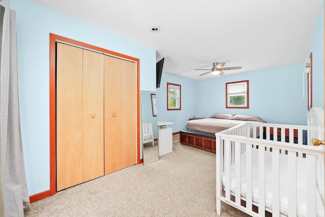 9111 Memory Trl, Wonder Lake, IL 60097 - bedroom featuring carpet flooring, a closet, and a ceiling fan
