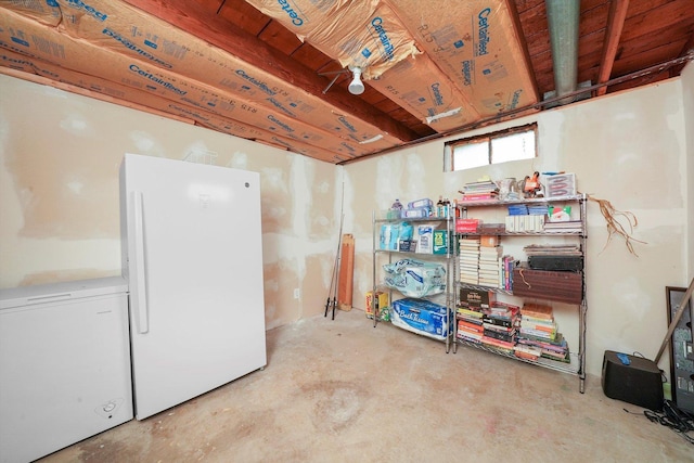 9111 Memory Trl, Wonder Lake, IL 60097 - basement with freestanding refrigerator