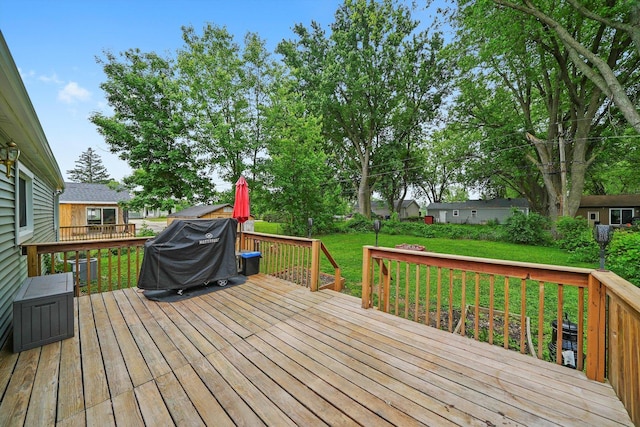 9111 Memory Trl, Wonder Lake, IL 60097 - deck featuring grilling area and a lawn