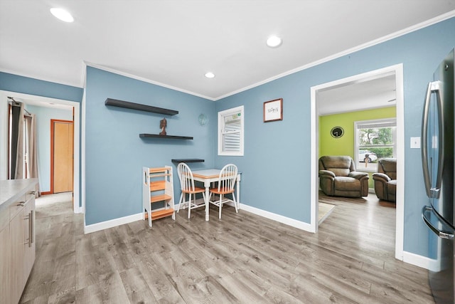 9111 Memory Trl, Wonder Lake, IL 60097 - dining space with ornamental molding, light wood-style flooring, and recessed lighting