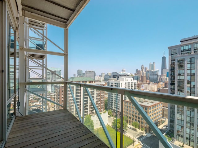 653 N Kingsbury St Unit 1707, Chicago, IL 60654 - balcony featuring a skyline view