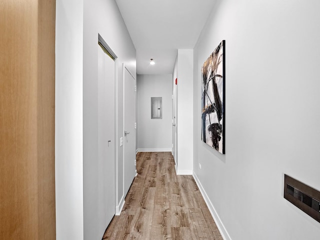 653 N Kingsbury St Unit 1707, Chicago, IL 60654 - hall featuring light wood finished floors and electric panel