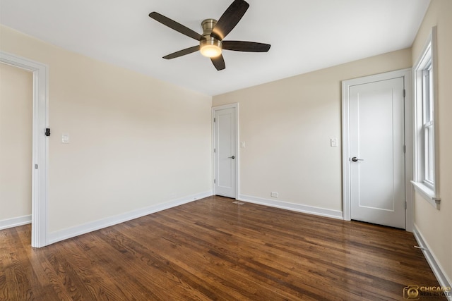 8207 S Laflin St, Chicago, IL 60620 - unfurnished room with ceiling fan, dark wood-style flooring, and plenty of natural light