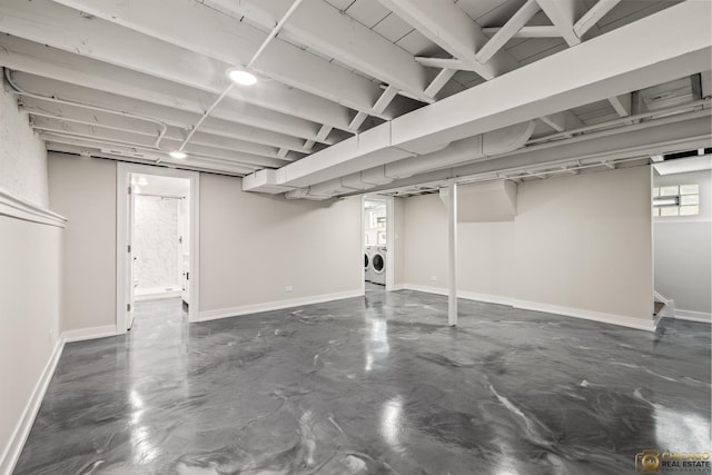 8207 S Laflin St, Chicago, IL 60620 - below grade area with washer and clothes dryer and healthy amount of natural light