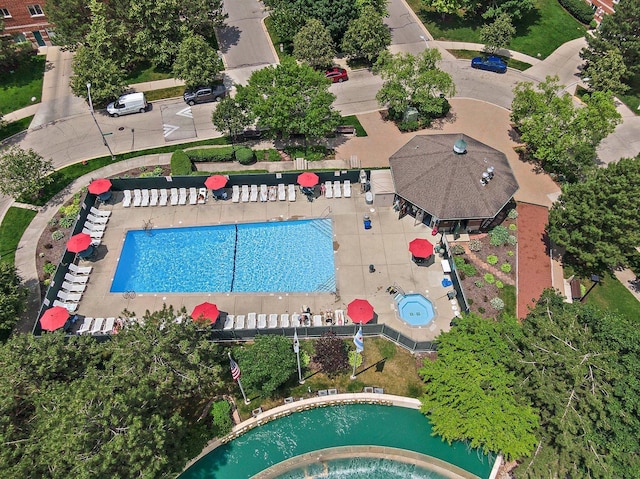 4210 N Natchez Ave Unit 208, Chicago, IL 60634 - drone / aerial view of a pool
