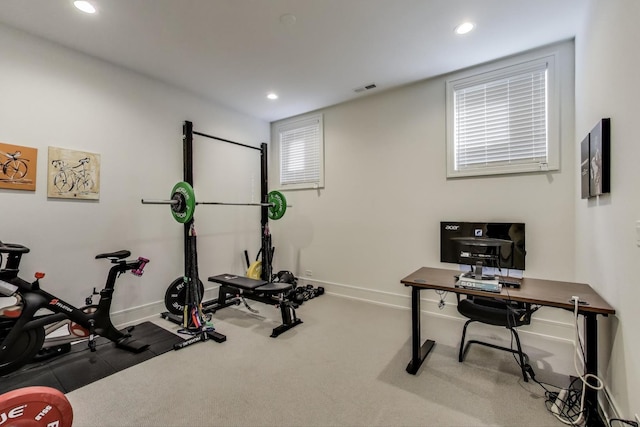 2131 W Huron St, Chicago, IL 60612 - exercise area featuring recessed lighting and carpet flooring