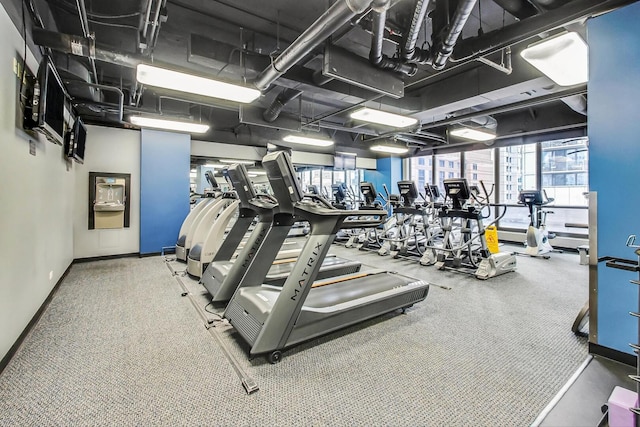 10 E Ontario St Unit 4808, Chicago, IL 60611 - workout area with carpet and baseboards