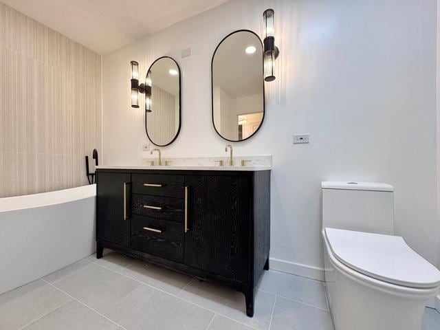 2326 Hamilton Pl, Schaumburg, IL 60194 - full bath featuring double vanity, tile patterned flooring, and a tub to relax in