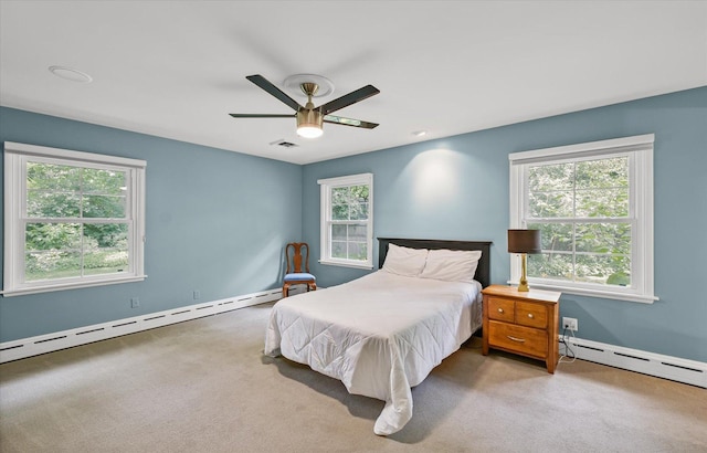 32 Greencroft Dr, Champaign, IL 61821 - carpeted bedroom with a baseboard radiator and ceiling fan