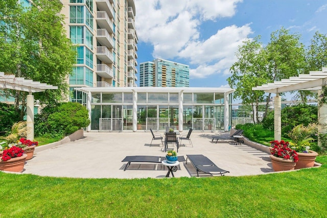 1640 Maple Ave Unit 503, Evanston, IL 60201 - view of patio featuring a sunroom