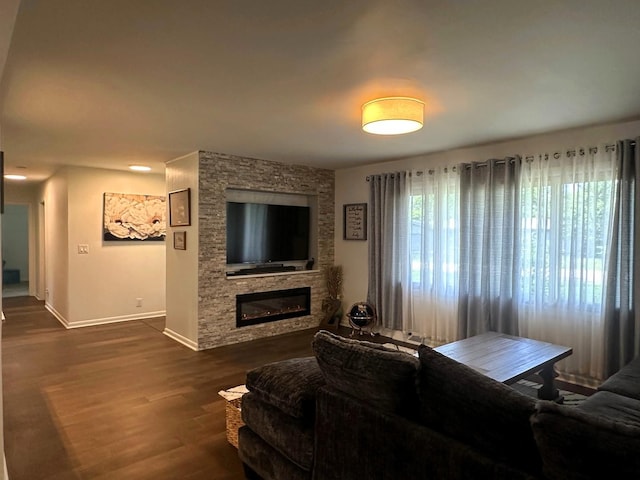 1517 Juniper Ln, Machesney Park, IL 61115 - living area featuring a fireplace and dark wood finished floors