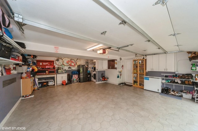 116 S Deerpath Dr, Vernon Hills, IL 60061 - garage with refrigerator and a garage door opener