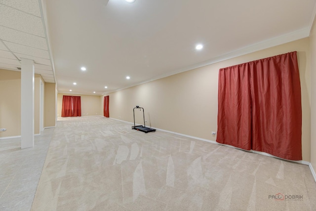 337A Veronica Cir, Bartlett, IL 60103 - finished below grade area with recessed lighting, carpet flooring, and crown molding