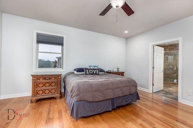 1661 Locust Rd, Morris, IL 60450 - bedroom featuring light wood-type flooring, a ceiling fan, recessed lighting, and ensuite bath