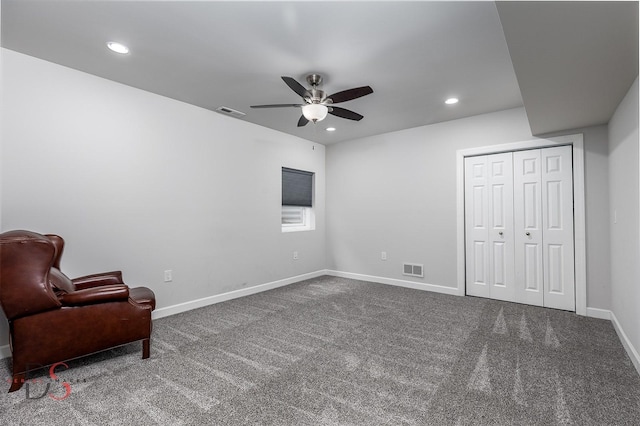 1661 Locust Rd, Morris, IL 60450 - unfurnished room with a ceiling fan, carpet, and recessed lighting
