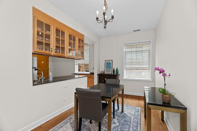 555 Elmwood Ave Unit 1, Evanston, IL 60202 - dining area featuring wood finished floors and a chandelier