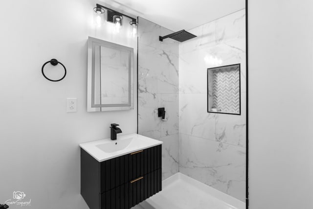 7227 S Paulina St, Chicago, IL 60636 - bathroom with vanity and a marble finish shower