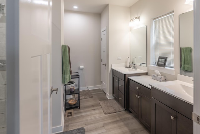 2107 Traemore Ln, New Lenox, IL 60451 - bathroom featuring vanity, wood finished floors, and recessed lighting