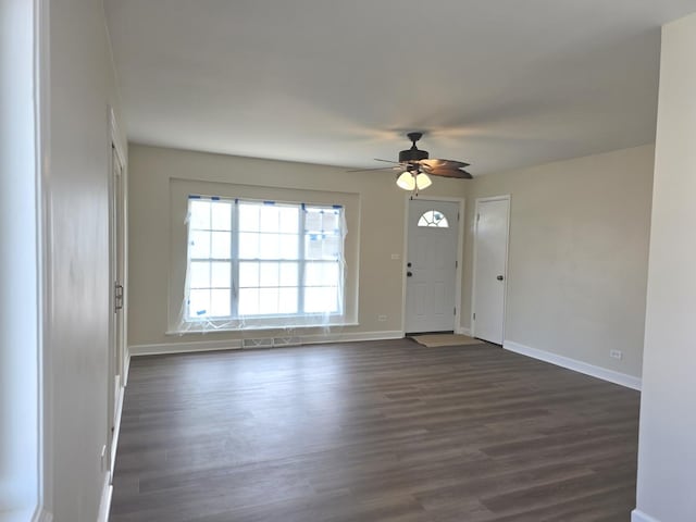 1449 Kristan Ave, North Chicago, IL 60064 - entryway featuring a ceiling fan and dark wood-type flooring