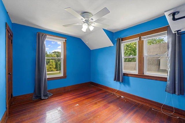 103 S Locust St, Loda, IL 60948 - additional living space featuring hardwood / wood-style flooring, lofted ceiling, and ceiling fan