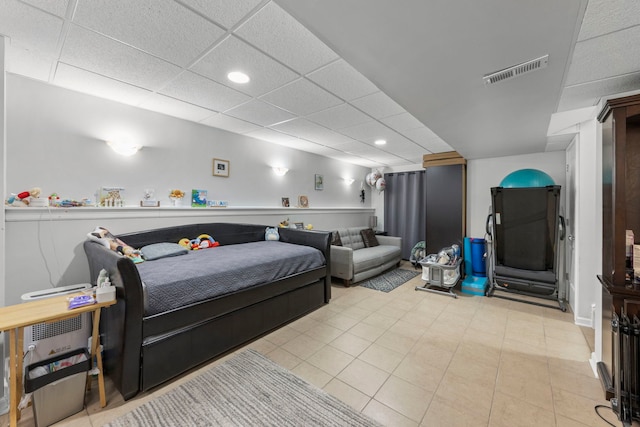 2503 Red Hawk Ridge Ct, Aurora, IL 60503 - tiled bedroom featuring a drop ceiling and recessed lighting