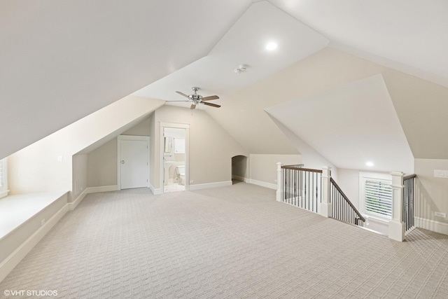 606 S Washington St, Hinsdale, IL 60521 - additional living space featuring carpet floors, lofted ceiling, and ceiling fan