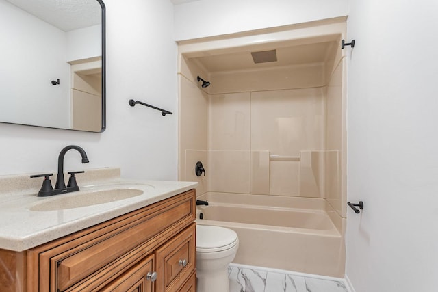 741 Gates St, West Chicago, IL 60185 - bathroom with vanity, shower / washtub combination, and marble finish flooring
