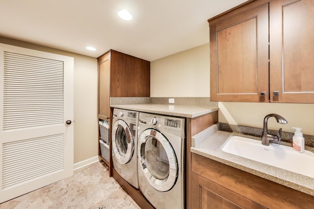1311 E Woodford Pl, Arlington Heights, IL 60004 - laundry area with washer and dryer, cabinet space, and recessed lighting
