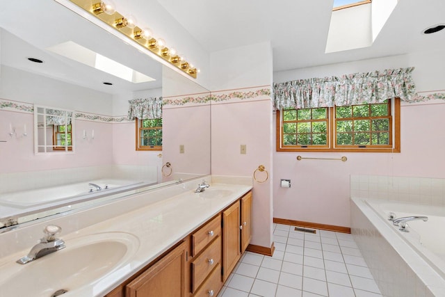 905 Pember Cir, West Dundee, IL 60118 - full bathroom with a skylight, plenty of natural light, and a bath