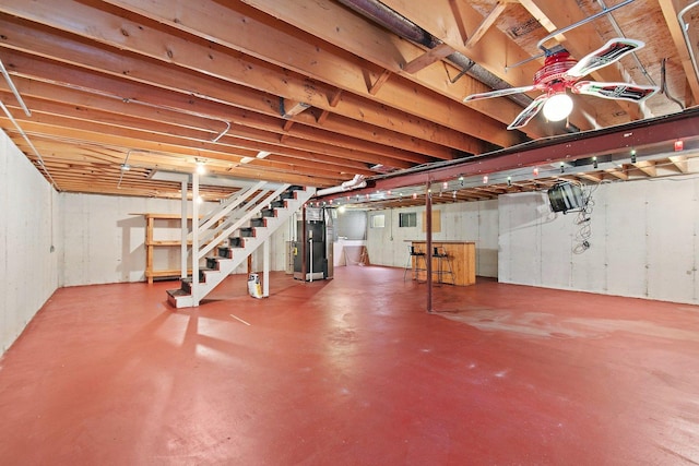 905 Pember Cir, West Dundee, IL 60118 - unfinished below grade area featuring stairs and heating unit