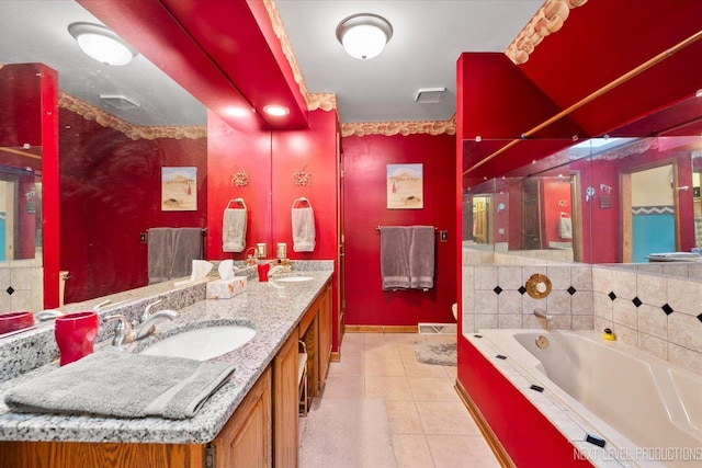 4S064 Hazelcrest Dr, Sugar Grove, IL 60554 - bathroom featuring a bath, double vanity, and tile patterned floors