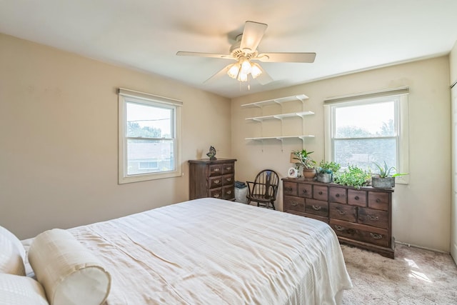 1313 Glen Hill Dr, Glendale Heights, IL 60139 - bedroom with multiple windows, carpet flooring, and ceiling fan