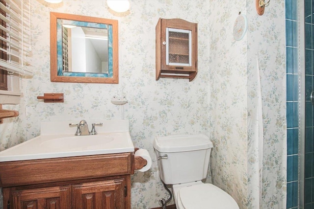 69 Grange Rd, Elk Grove Village, IL 60007 - bathroom featuring wallpapered walls, vanity, and a shower