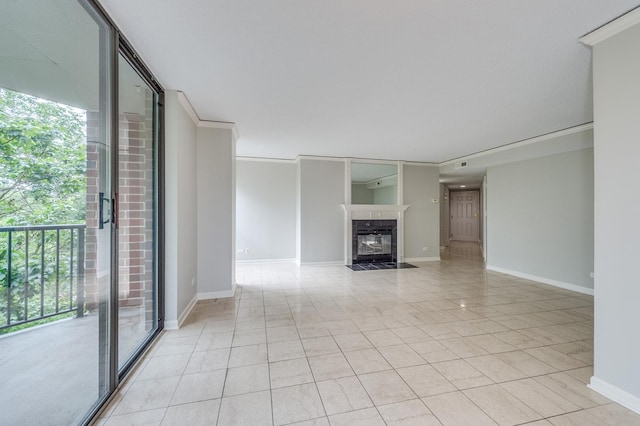 511 Aurora Ave Unit 410, Naperville, IL 60540 - unfurnished living room with a fireplace and light tile patterned floors